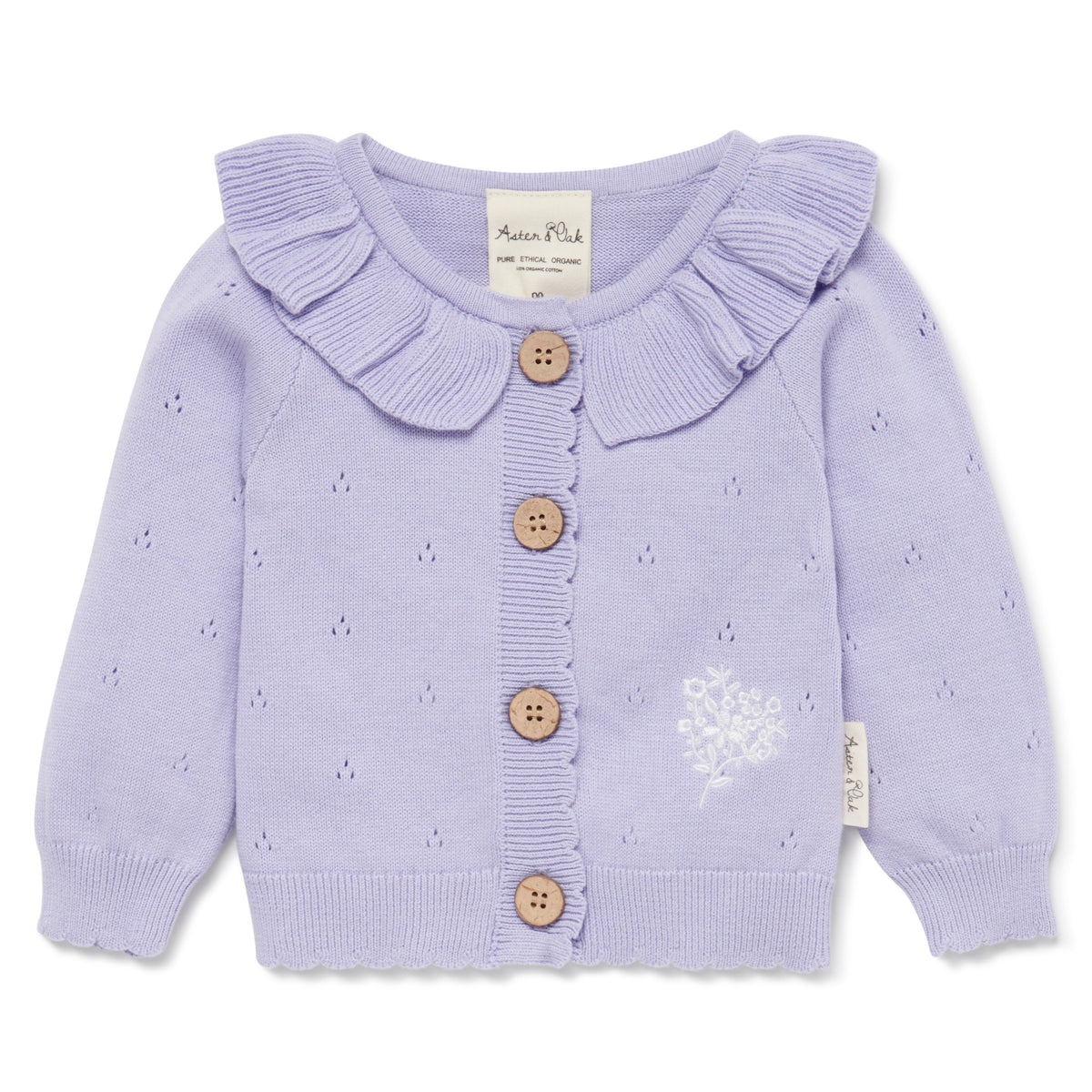 Aster & Oak | Lavender Pointelle Knit Cardigan