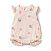 Wilson & Frenchy | Organic Pointelle Ruffle Growsuit - Peaches