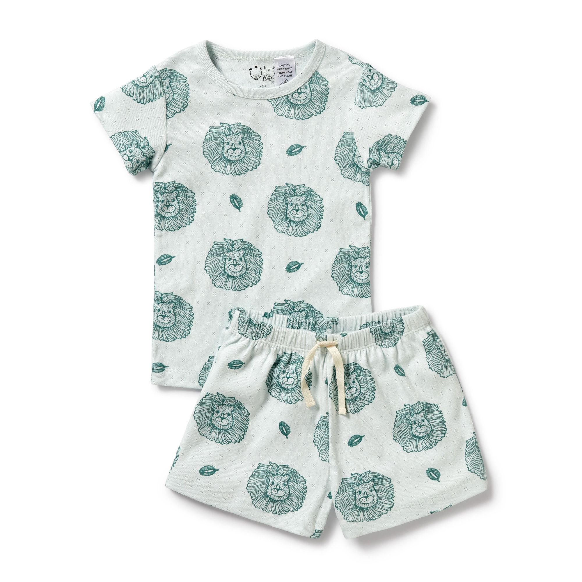 Wilson & Frenchy | Organic Pointelle Short Sleeved Pyjamas - Little Lion