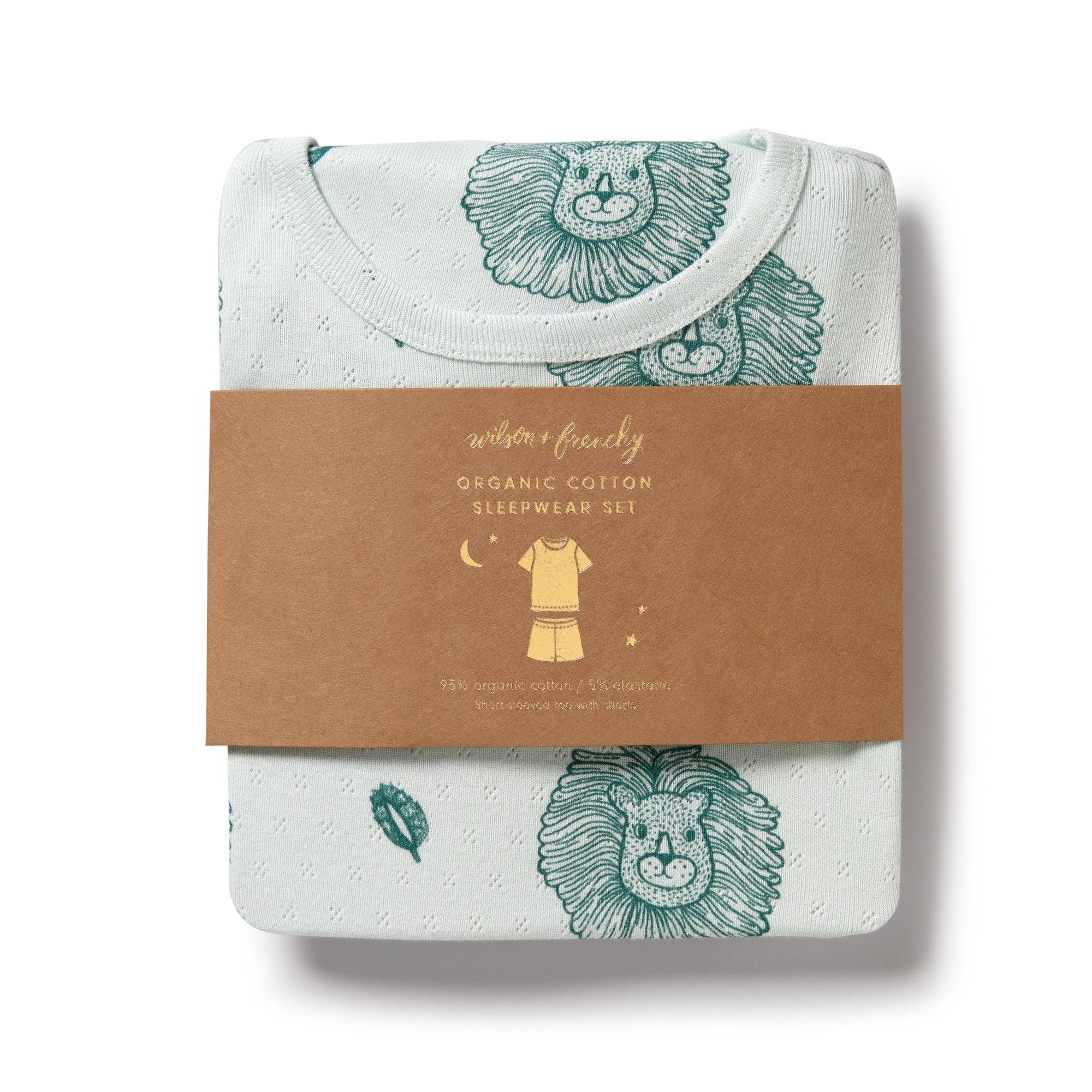 Wilson & Frenchy | Organic Pointelle Short Sleeved Pyjamas - Little Lion