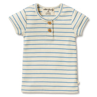 Wilson & Frenchy |  Petit Blue Organic Henley Tee - LAST Size 000, 0