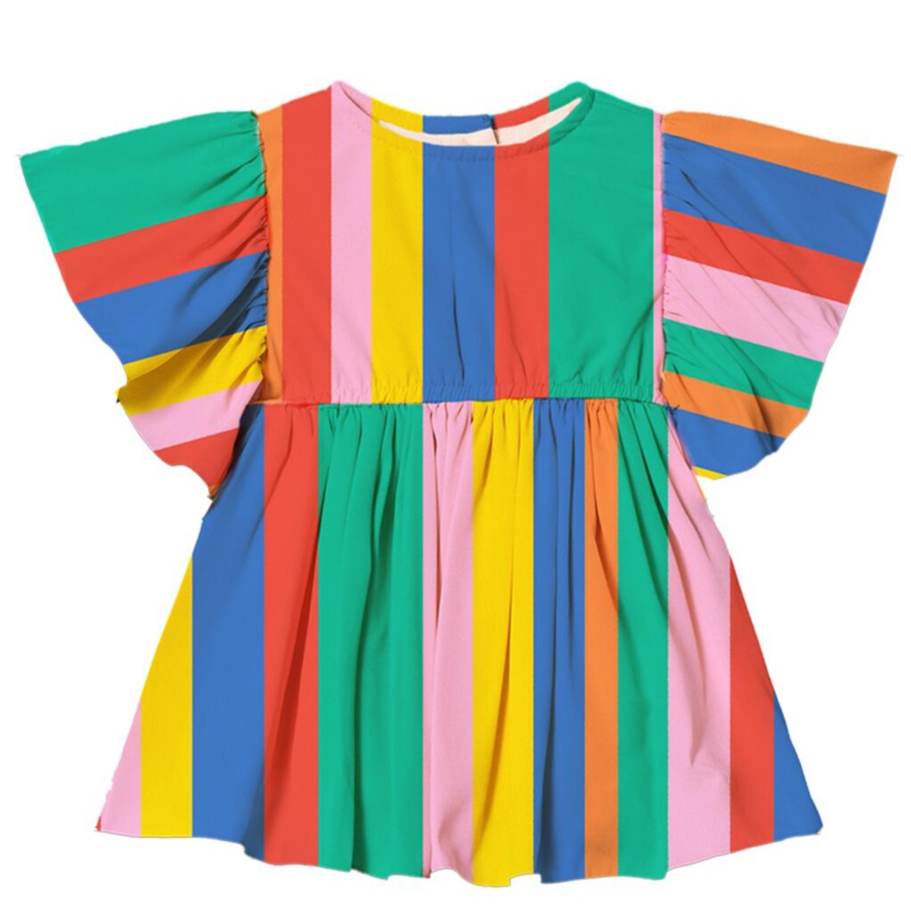 Rock Your Baby | Rainbow Stripes Angel Wing Dress