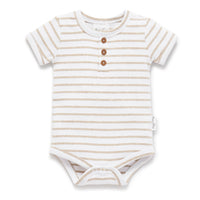 Aster & Oak | Stripe Rib Henley Onesie