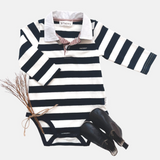 Love Henry | Freddie Polo Romper - Navy Stripe