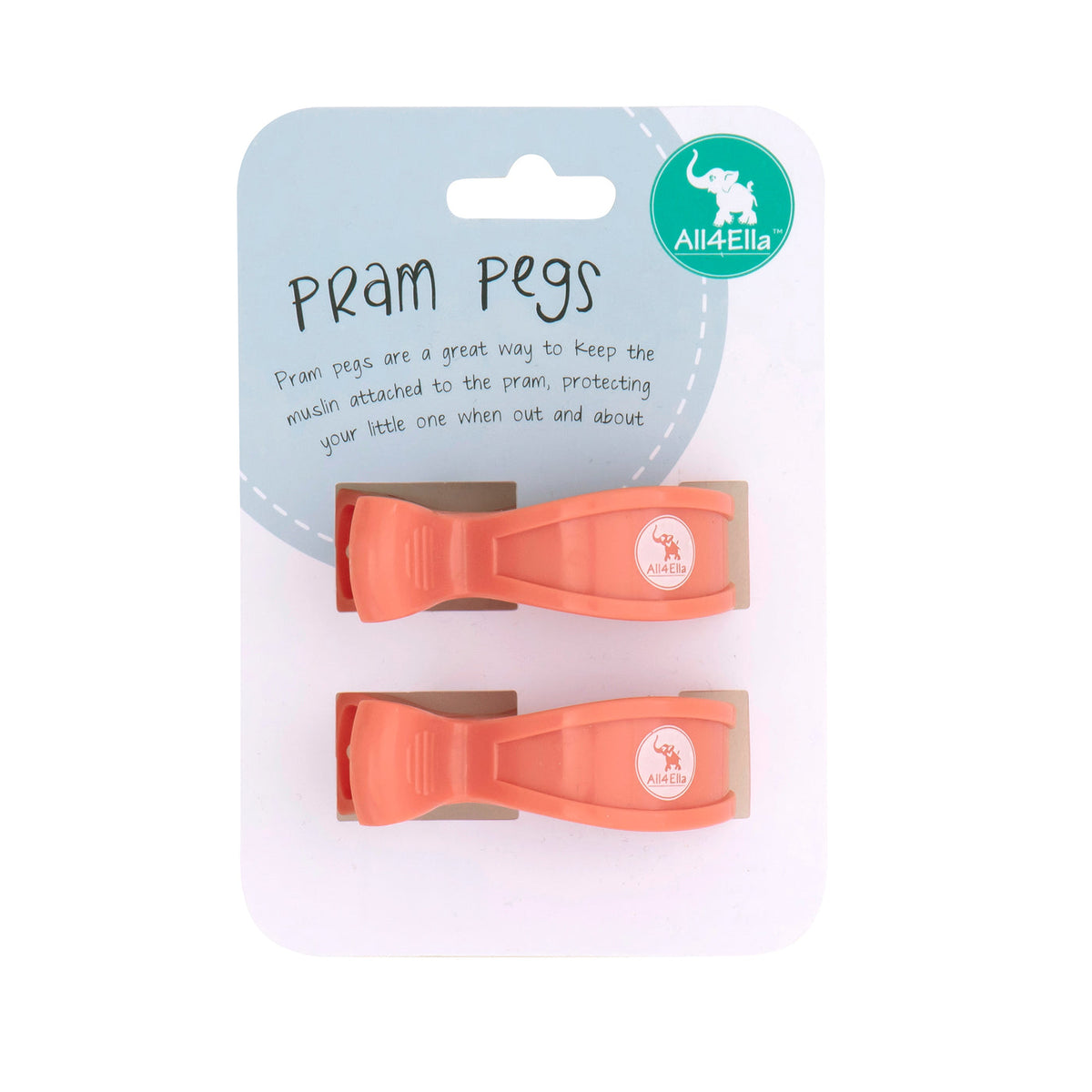 All4Ella 2 Pack Pegs - Coral