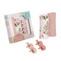 All4Ella | 2 Pack Wraps & 4 Pegs - Pink Flower & Salmon