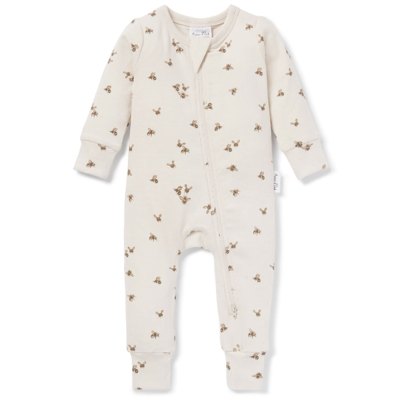 Aster & Oak Bee Luxe Rib Zip Romper