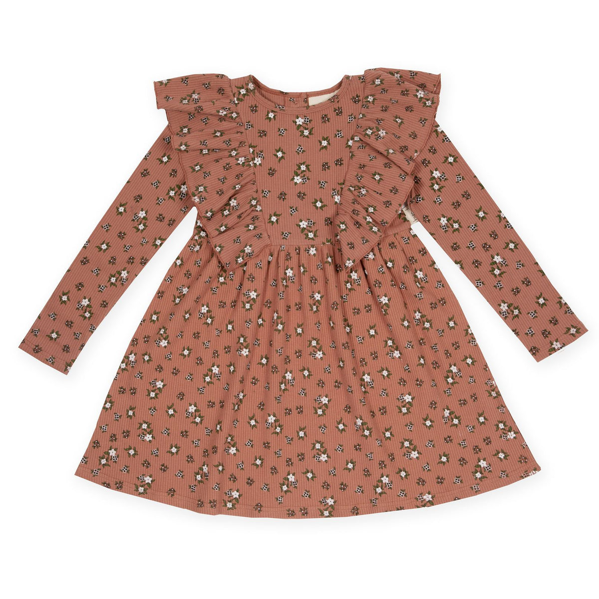 Kapowkids Ditsy Floral Rib Ruffle Waisted Dress