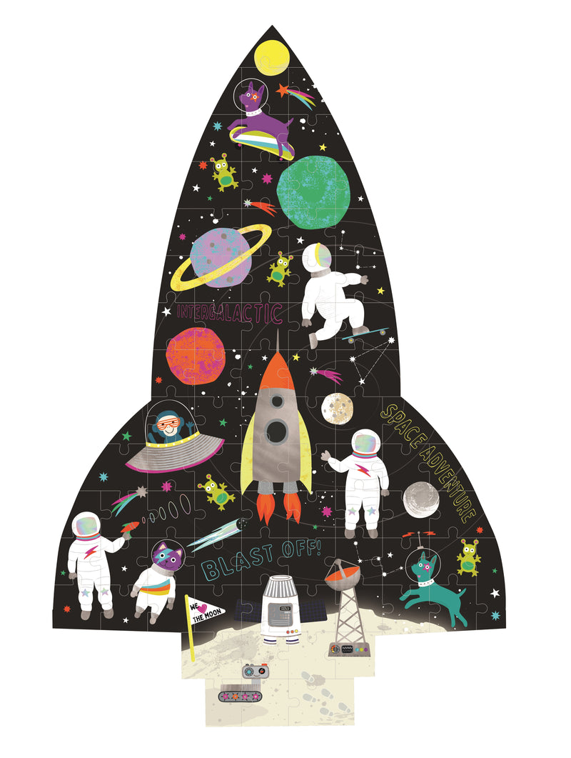 Floss & Rock | 80 Pc Shaped Jigsaw Puzzle Rocket