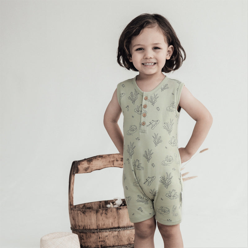 Aster & Oak | Frog Pond Henley Romper - LAST Size 00