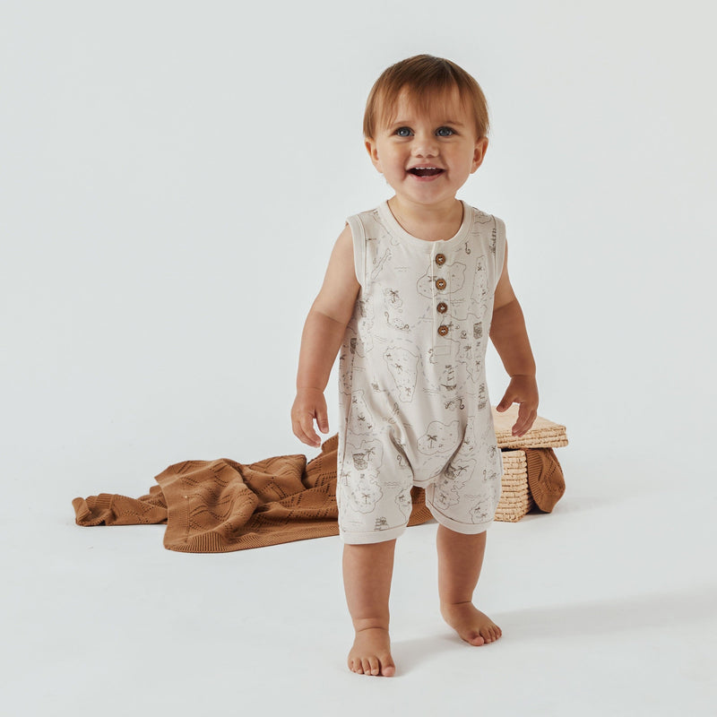 Aster & Oak Pirate Map Henley Romper