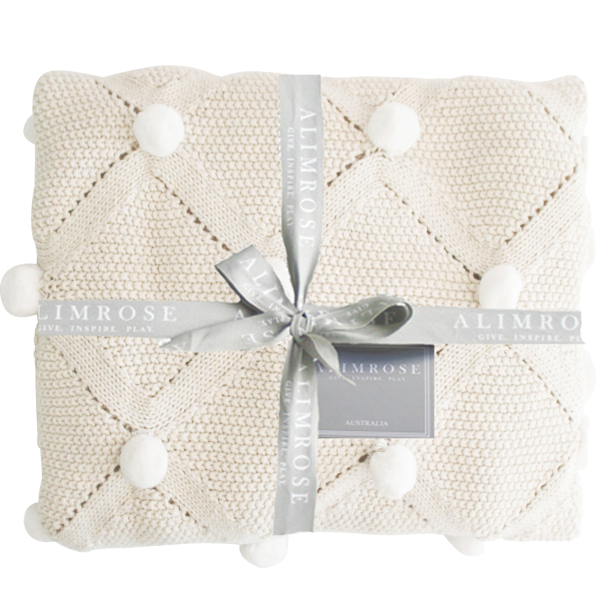 Alimrose | Organic Pom Pom Baby Blanket - Oatmeal