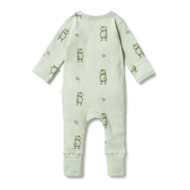 Wilson & Frenchy | Organic Rib Zipsuit with Feet - Bear Hug