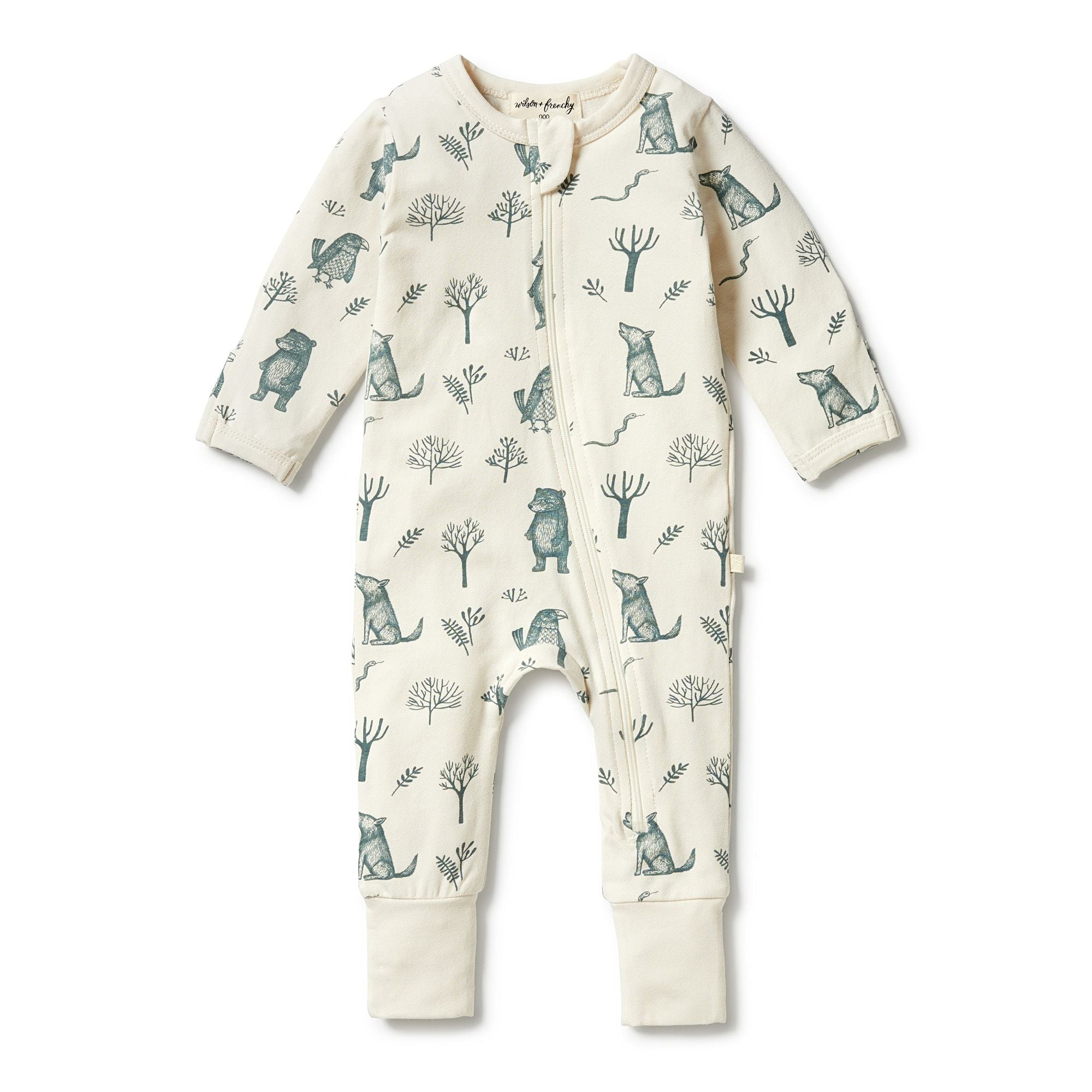 Wilson & Frenchy Organic Zipsuit with Feet - The Woods