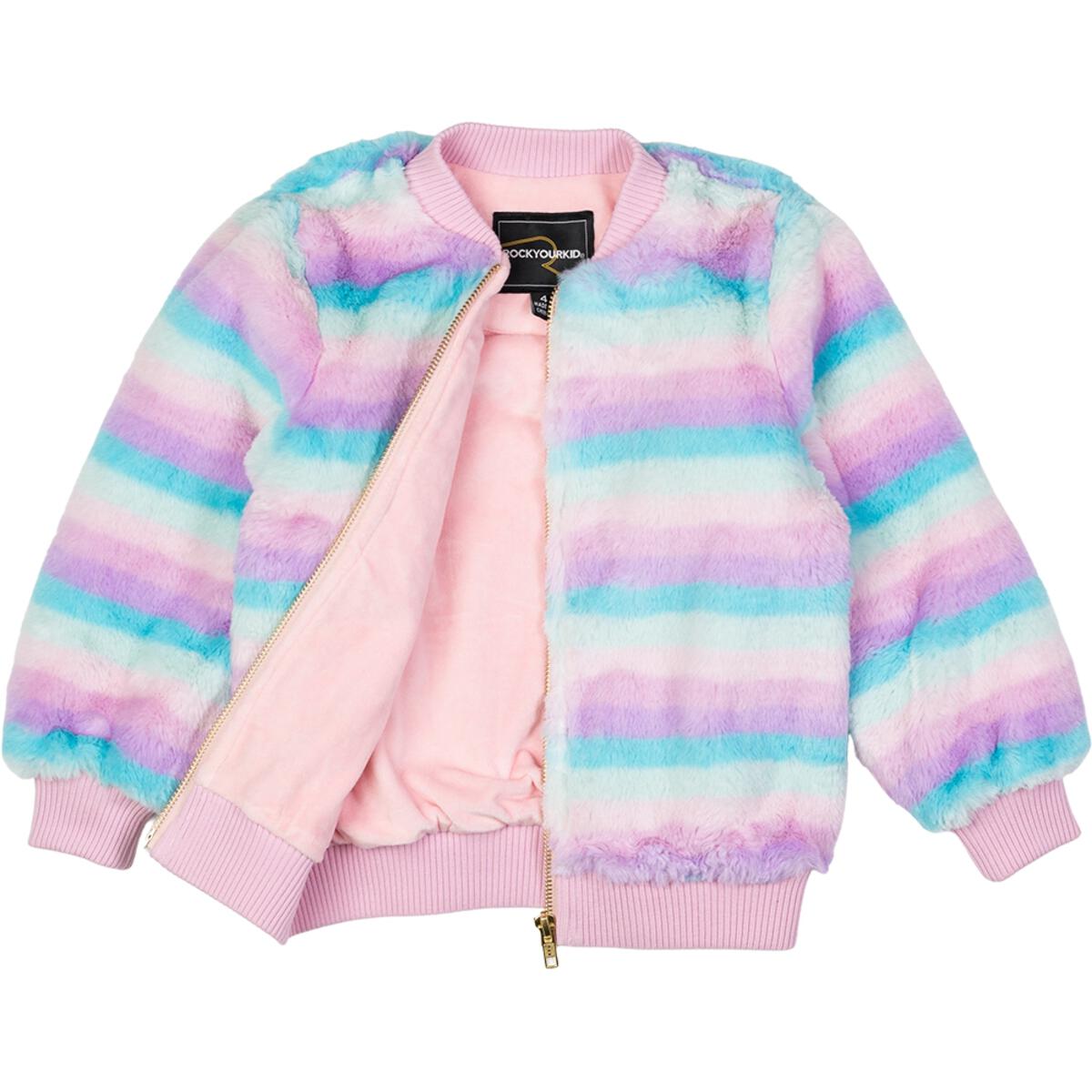 Rock Your Baby Pastel Stripe Faux Fur Jacket