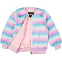 Rock Your Baby Pastel Stripe Faux Fur Jacket