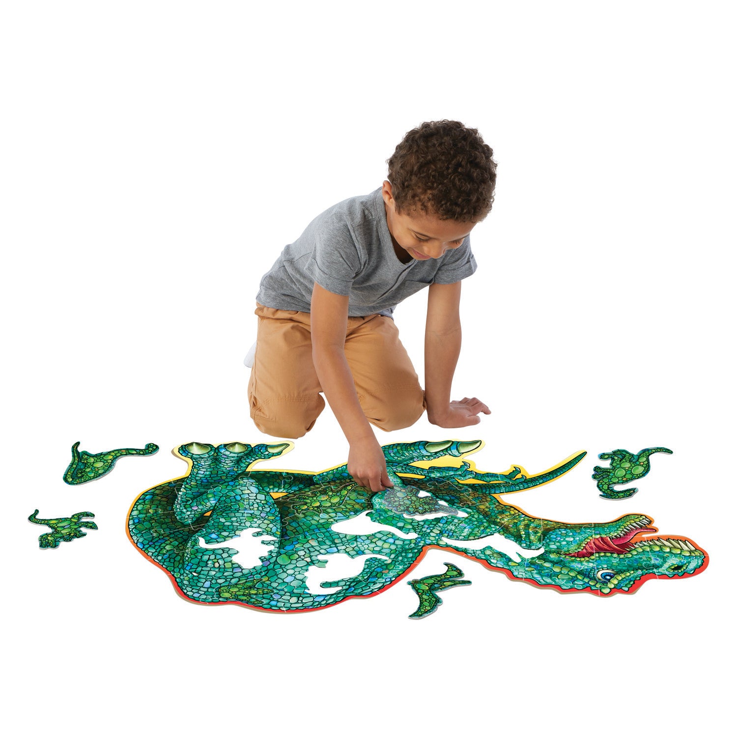 Peaceable Kingdom | 40 pc Floor Puzzle - Shiny Dinosaur