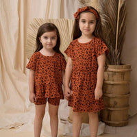 Kapowkids | Rust Cheetah Peplum T-shirt - LAST Size 4