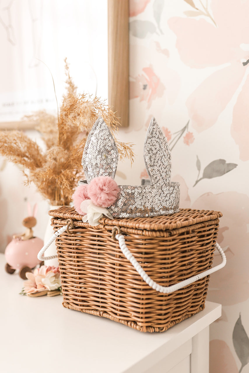 Alimrose | Sequin Bunny Crown - Silver