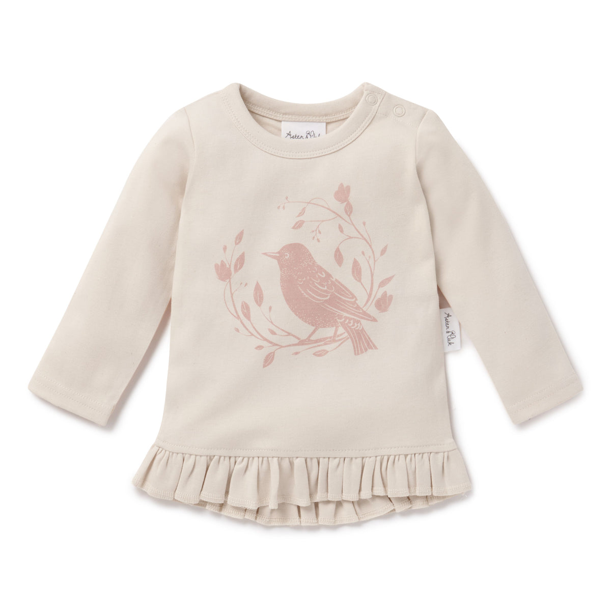 aster and oak pink song bird print top 